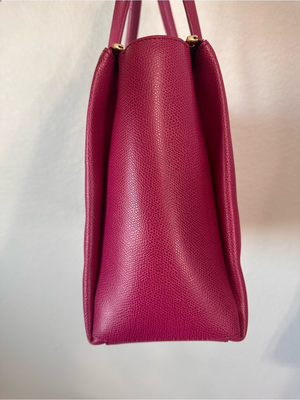 Furla Lotus Tote Bag in Vibrant Rose Pink Textured Leather EUC - Picture 5 of 10